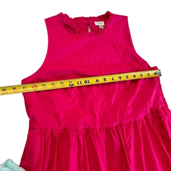 J.Crew Pink Midi Sleeveless Ruffled Neckline Tiered Pink Dress size 6 - Picture 13 of 17